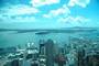 view of the auckland harbor from the sky tower
